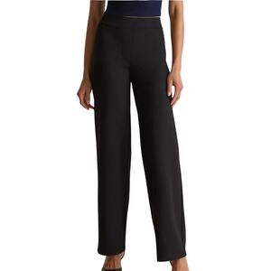 Quince Womens Black Ultra Stretch Ponte Pull On Dress Pants Welt Pockets Size M